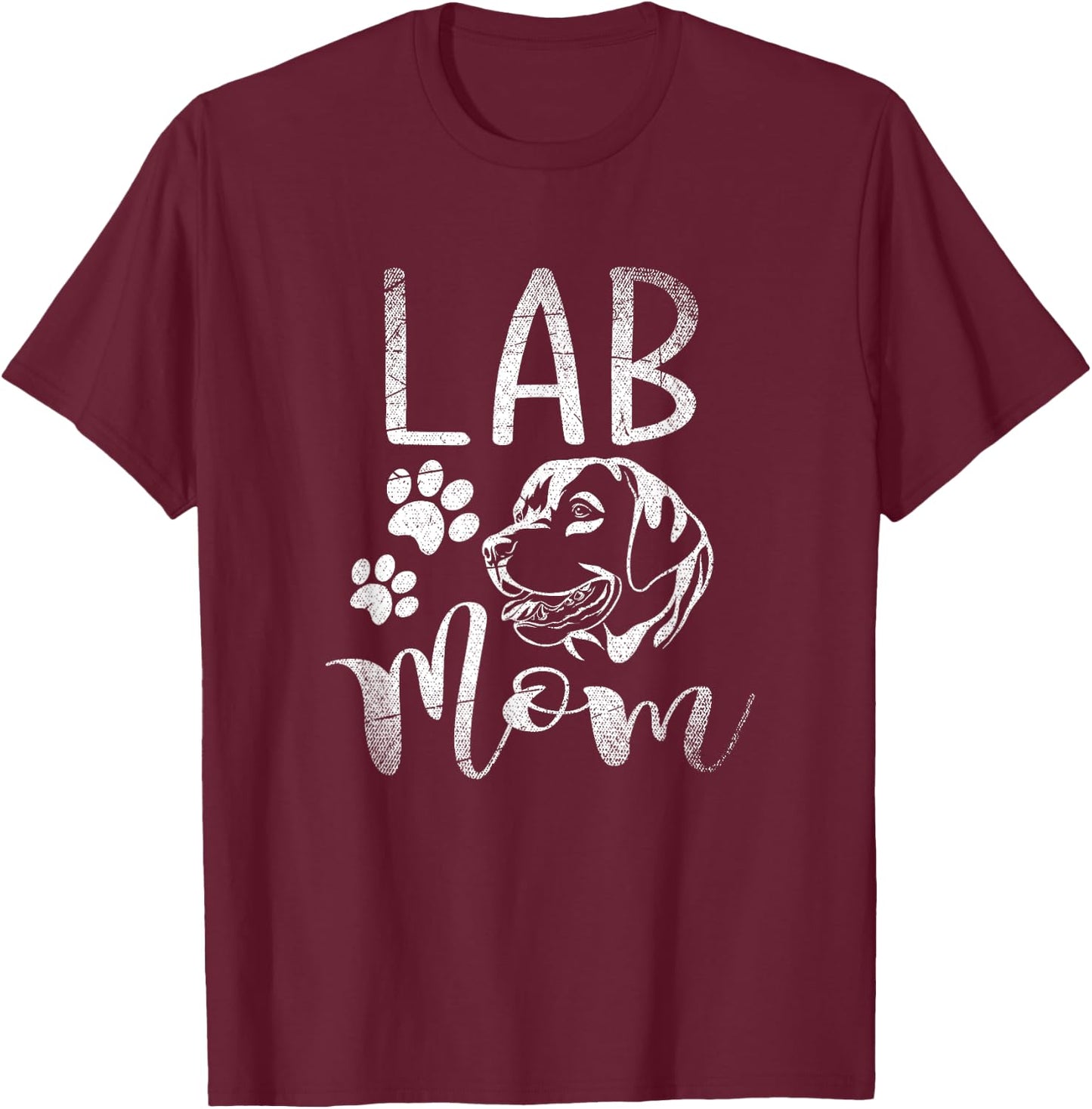 Pet Mom Quotes Lab Mom - Black, , Small, Modern Letter Print, Christmas, Birthday, Short Sleeve T-Shirt - T-Shirt | Maroon