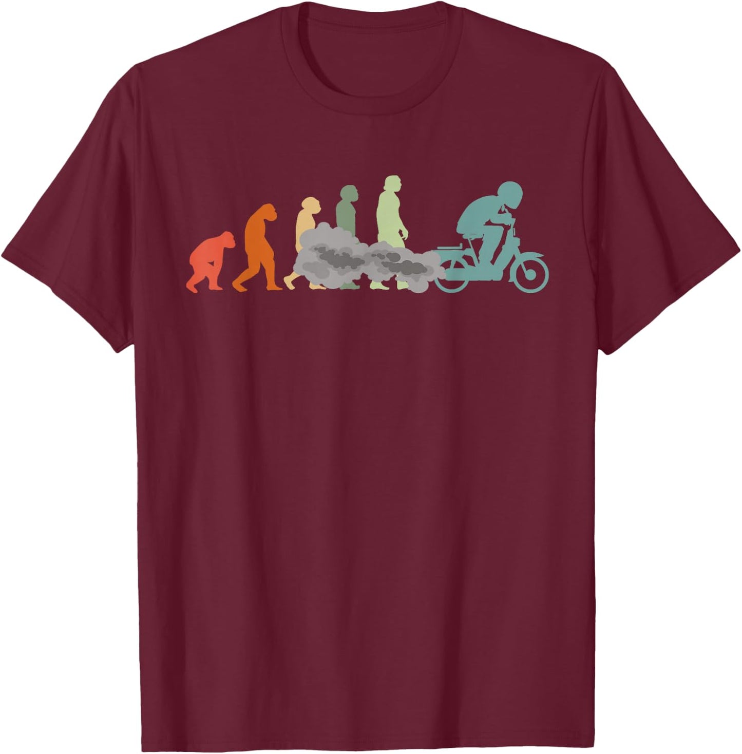 Moped Bike Mofas Moped Evolution Motorcycle Vintage Moped T-Shirt - T-Shirt | Maroon