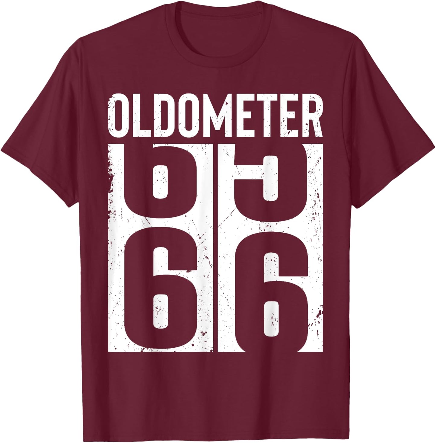 Funny 66 Years Old 66th Birthday Odometer Oldometer Gift Men T-Shirt - T-Shirt | Maroon