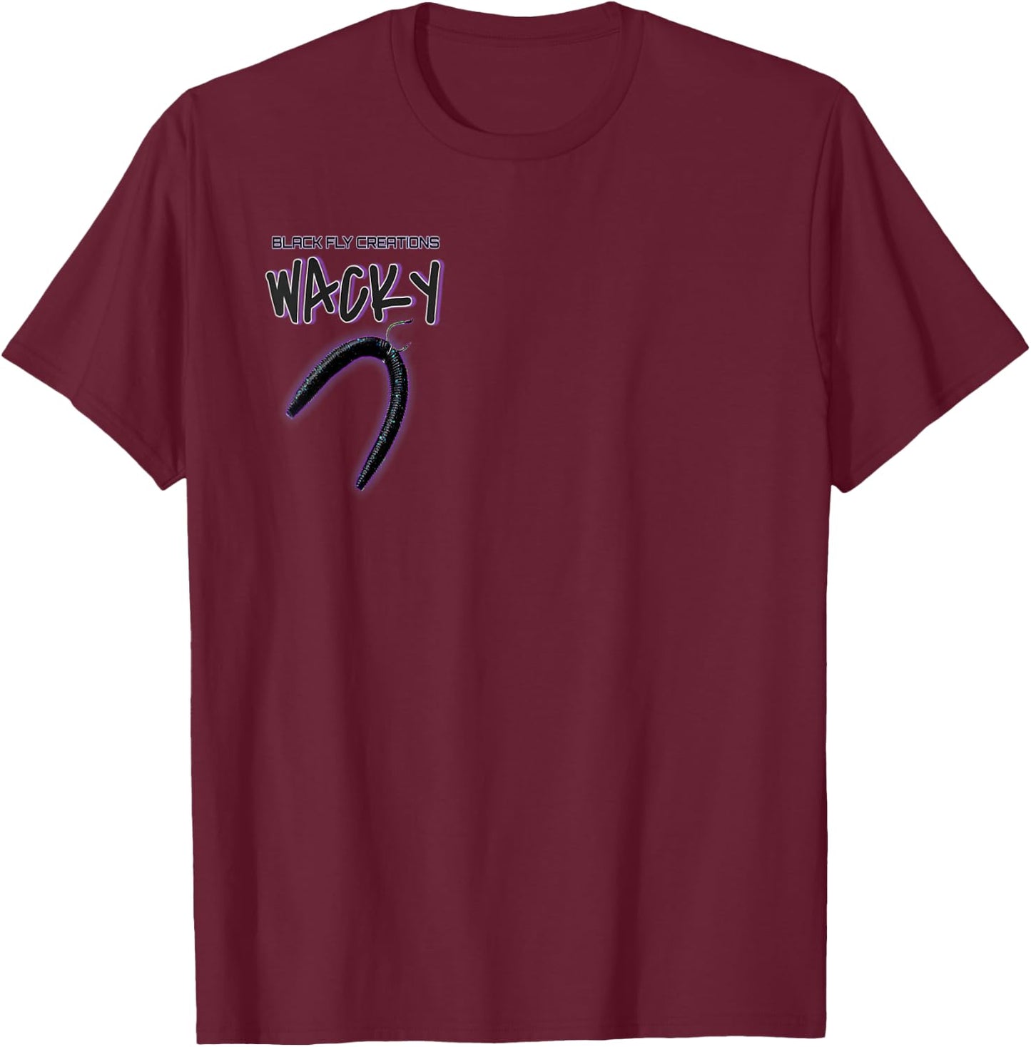 Black Fly Wacky Worm Senko Hook Jacket & Bass Fishing T-Shirt - T-Shirt | Maroon