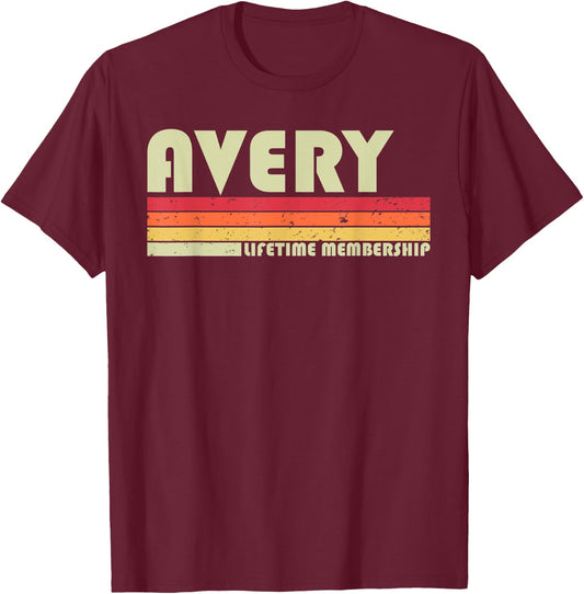 AVERY Surname Funny Retro Vintage 80s 90s Birthday Reunion T-Shirt - T-Shirt | Maroon