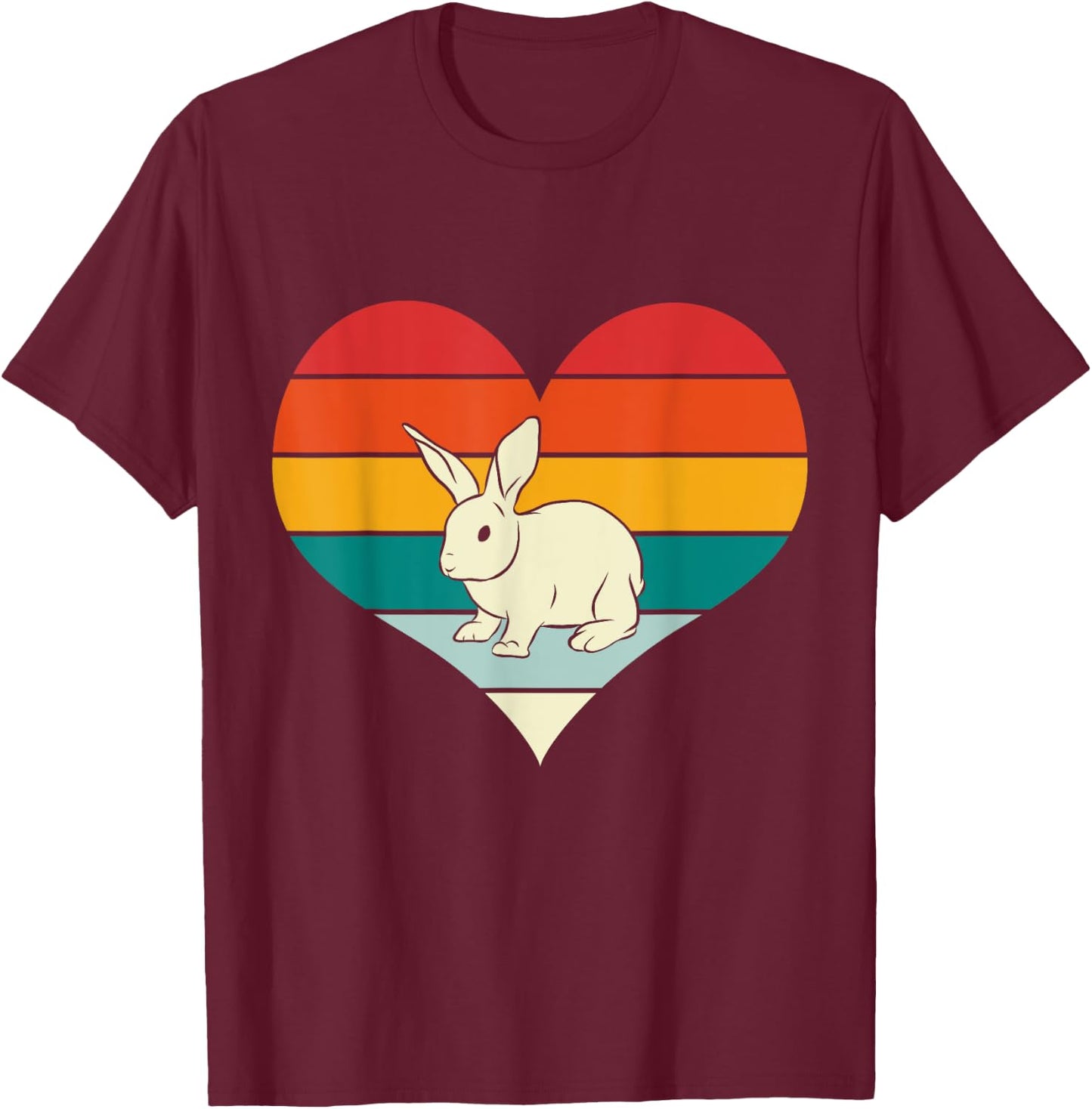 Rabbit Bunny Heart Valentines Day Gift Retro Rabbit T-Shirt - T-Shirt | Maroon