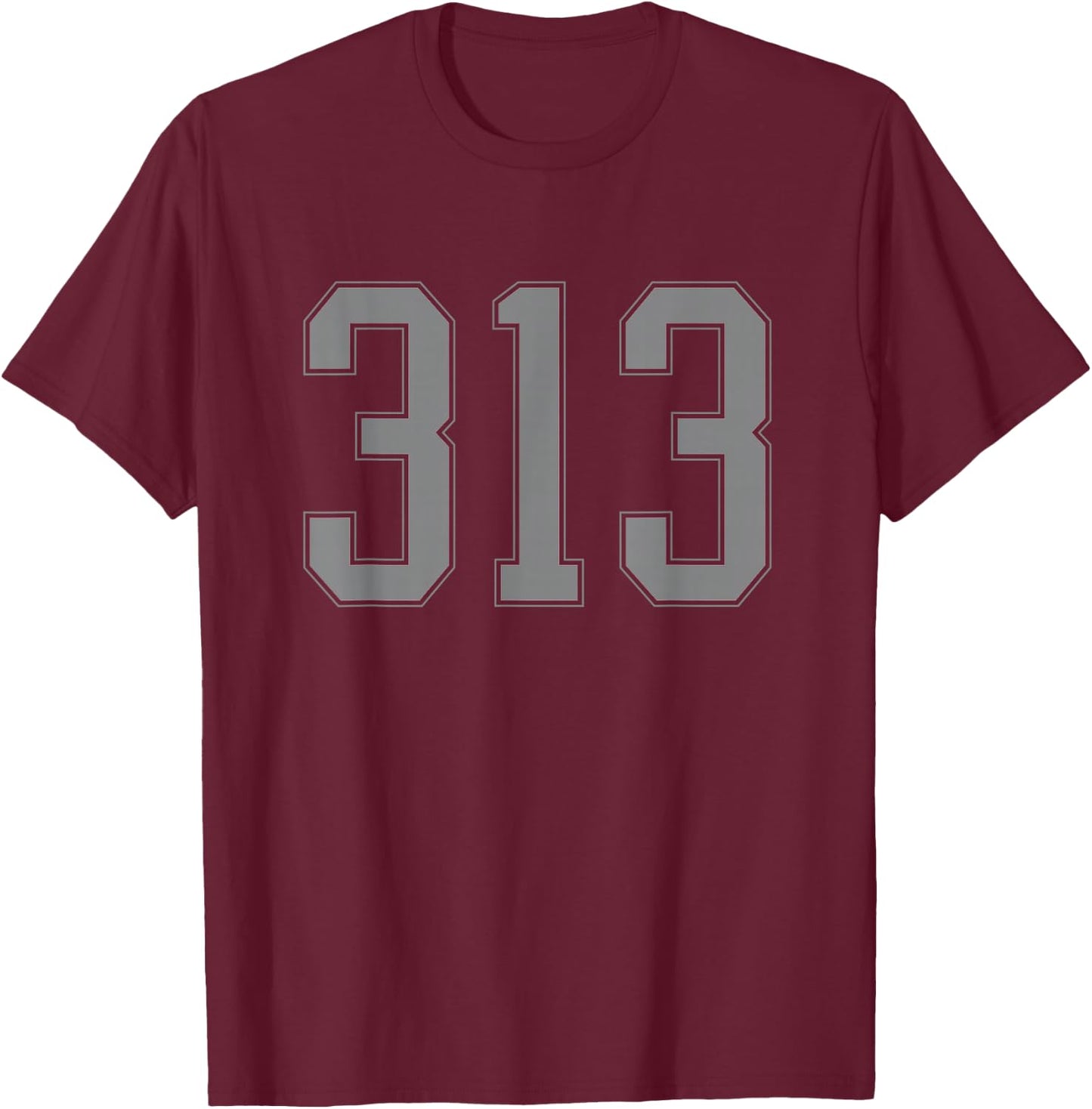 Detroit 313 Area Code Motor City T-Shirt - T-Shirt | Maroon