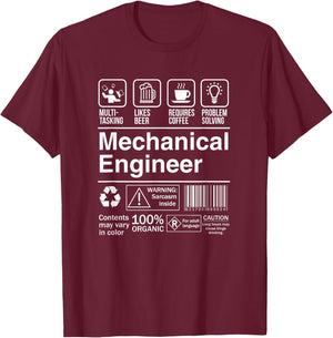 Mechanical Engineer Product Label Funny Gift T-Shirt - T-Shirt | Maroon