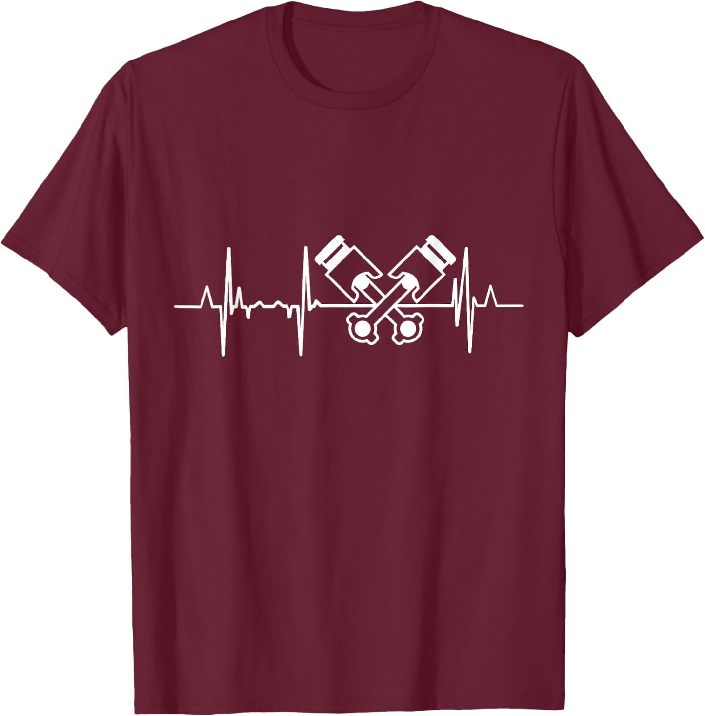 Car Mechatronics Engineer Heartbeat Car Mechanic T-Shirt - T-Shirt | Maroon