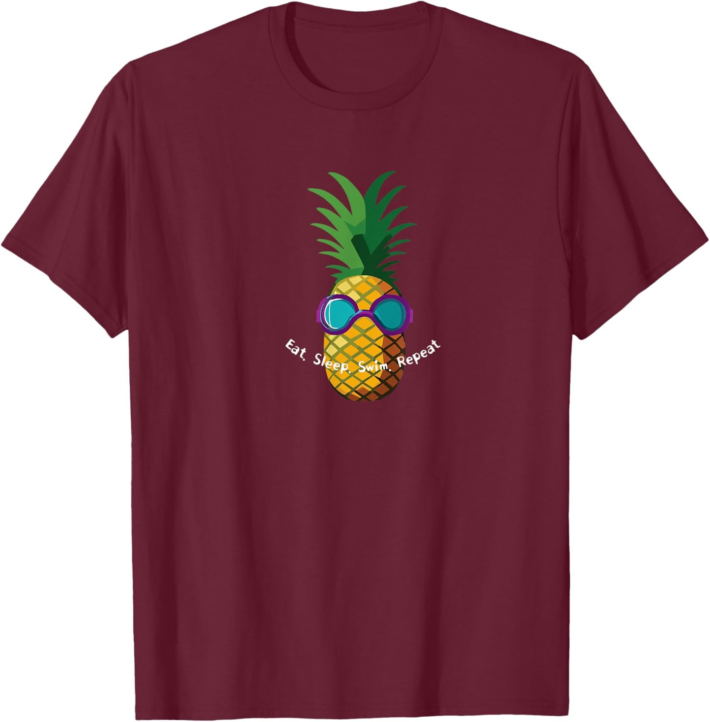 Swimmer gift, eat sleep swim, pineapple face swim goggle T-Shirt - T-Shirt | Maroon