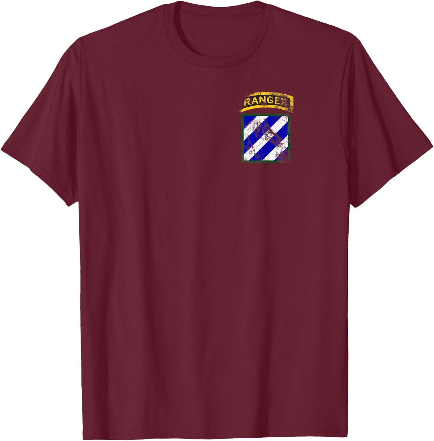 3rd Infantry Division (ID) Patch with Ranger Tab Distressed T-Shirt - T-Shirt | Maroon