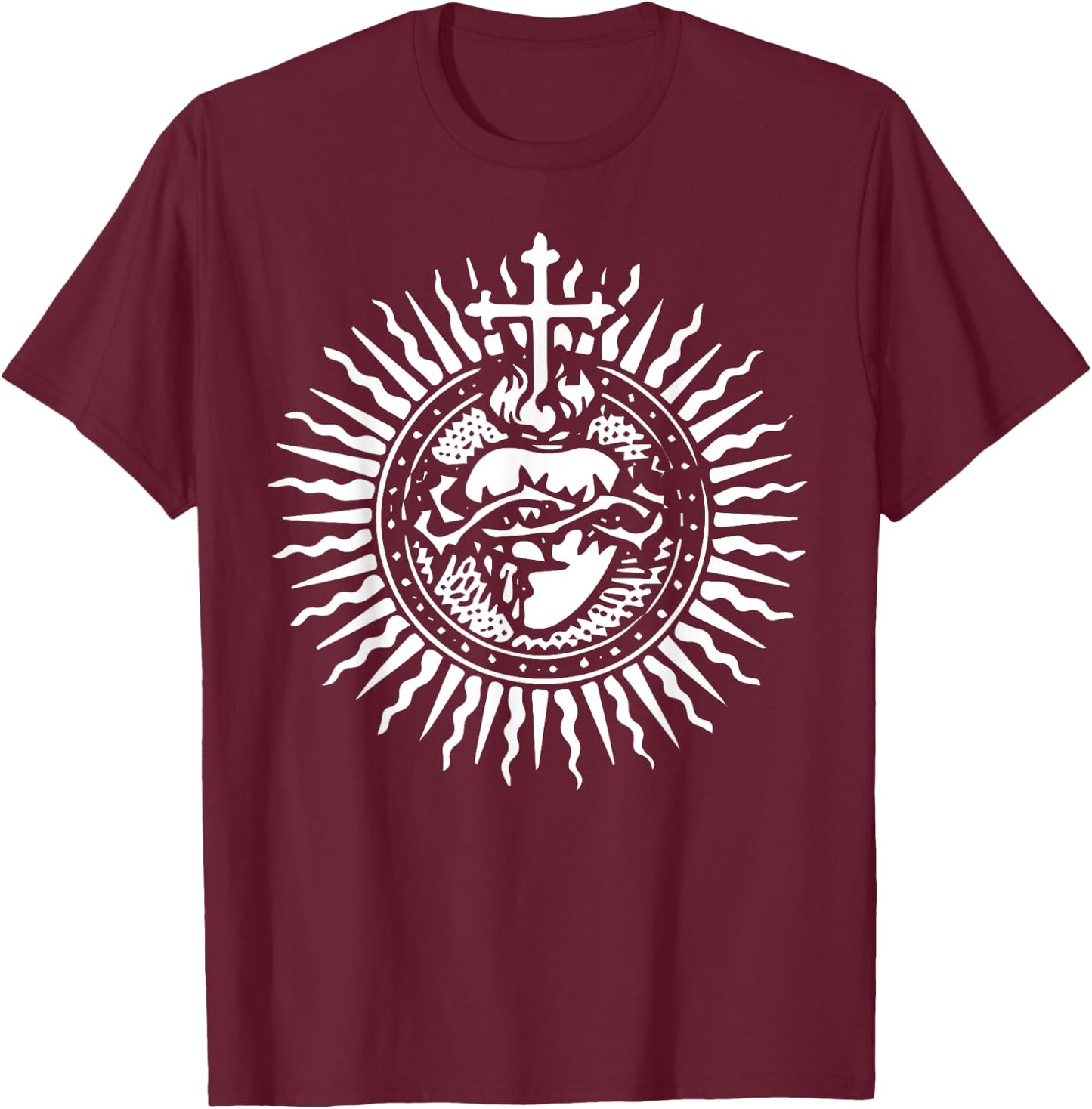 Sacred Heart of Jesus Catholic Traditional Latin Mass Art T-Shirt - T-Shirt | Maroon