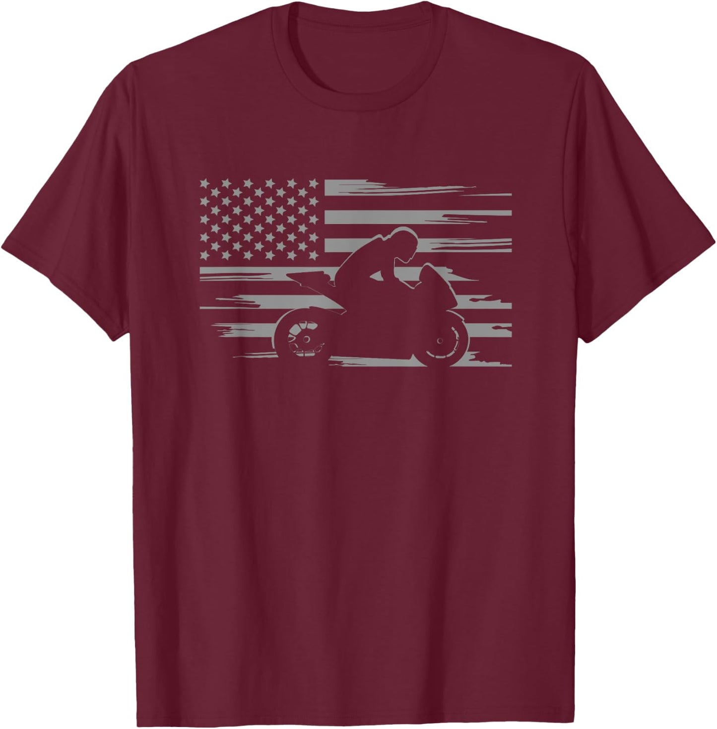 American Flag Motorcycle Apparel - Biker / Motorcycle T-Shirt - T-Shirt | Maroon