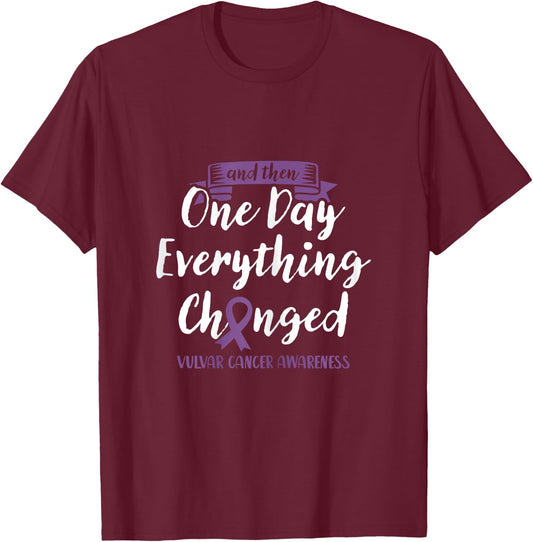 Vulvar Cancer Awareness Fight Purple Ribbon Cure Warrior T-Shirt - T-Shirt | Maroon