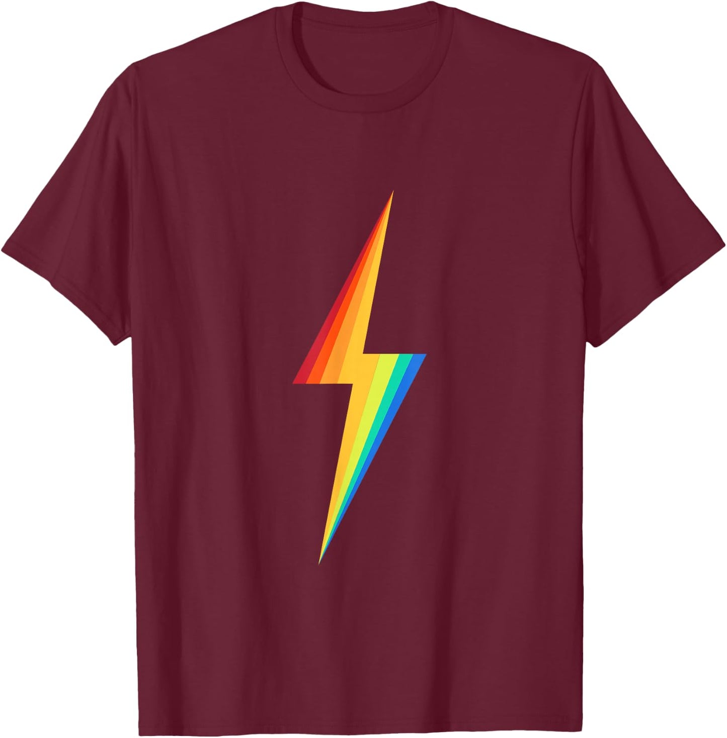 Colourful Rainbow Lightning Graphic T-Shirt - T-Shirt | Maroon