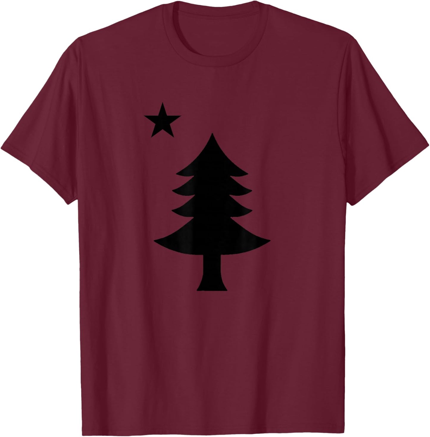 Maine Pine Tree State Flag Vintage USA America Souvenir T-Shirt - T-Shirt | Maroon