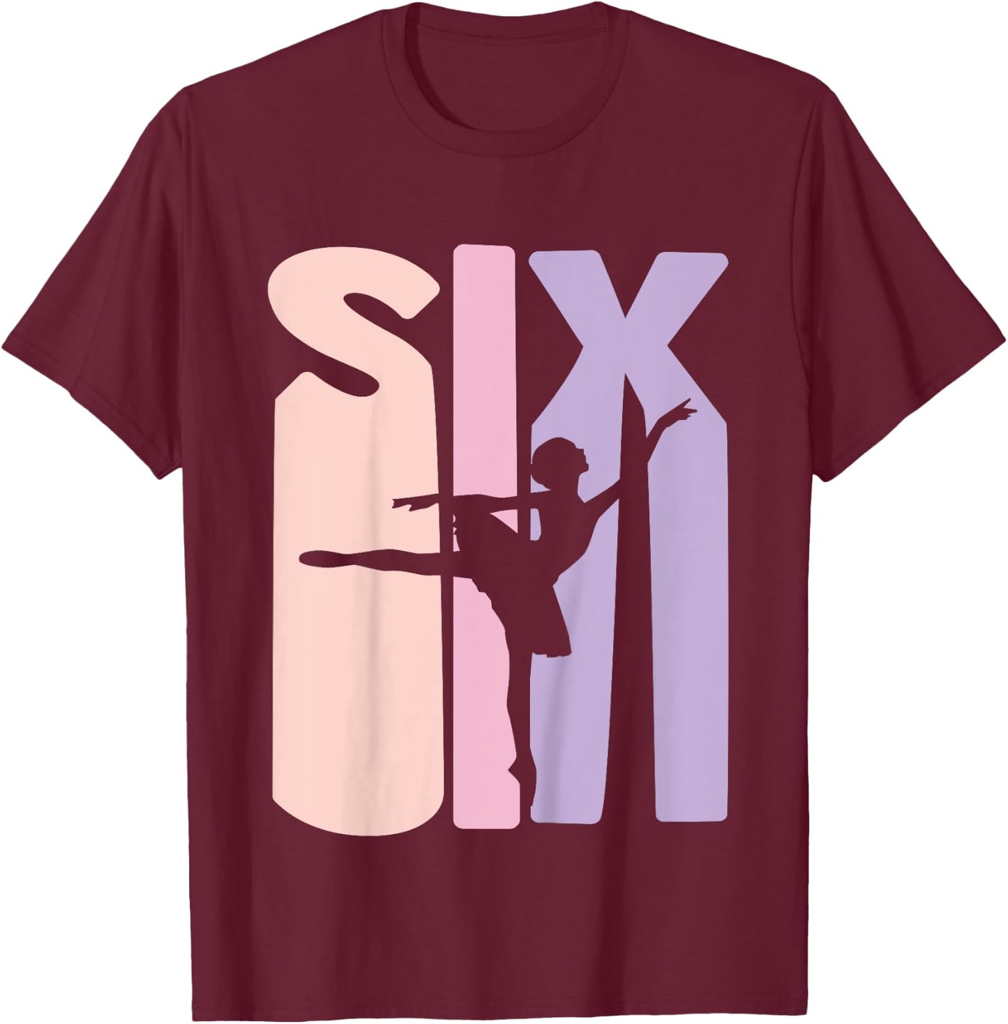6th Birthday Gift Ballet Dancer 6 Years old Ballerina Girl T-Shirt - T-Shirt | Maroon