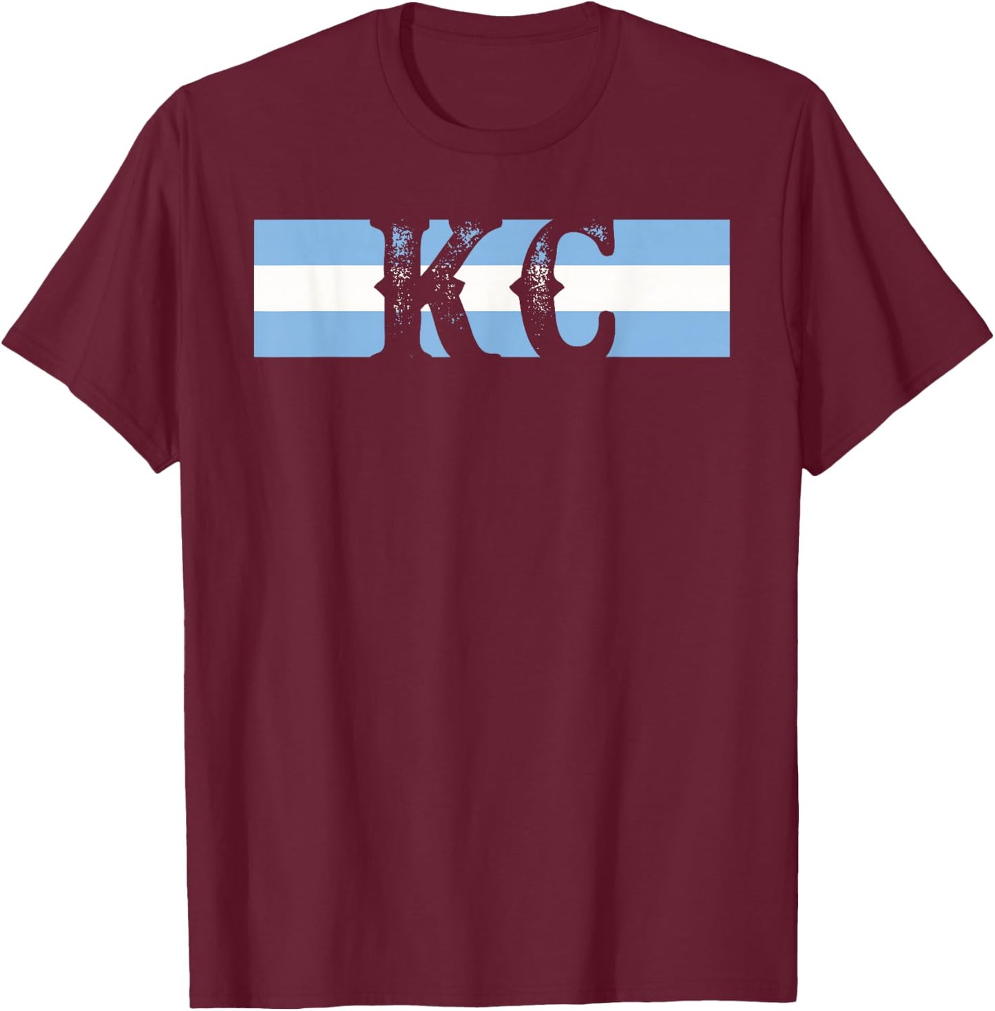 Retro Vintage Blue Stripes KC Kansas City T-Shirt - T-Shirt | Maroon
