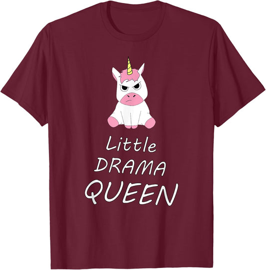 Unicorn Little Drama Queen Women's Girls T-Shirt - T-Shirt | Maroon