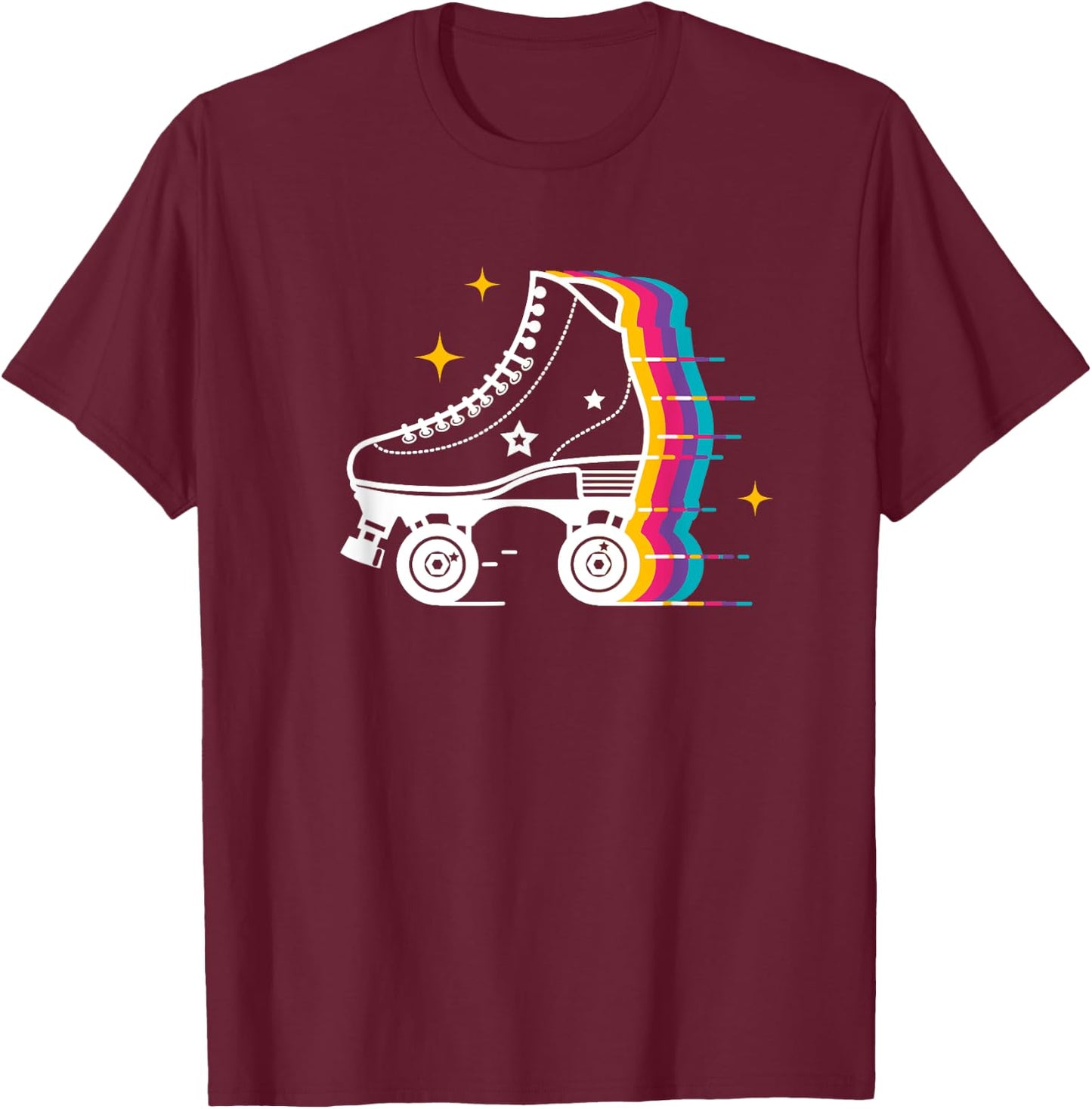 Colourful Roller Skating Derby Skate Roller Skater Trainer T-Shirt - T-Shirt | Maroon