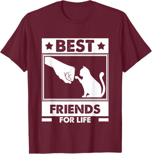 Cats Best Friends For Life Cat Best Friend Cat Women Girls Kids T-Shirt - T-Shirt | Maroon