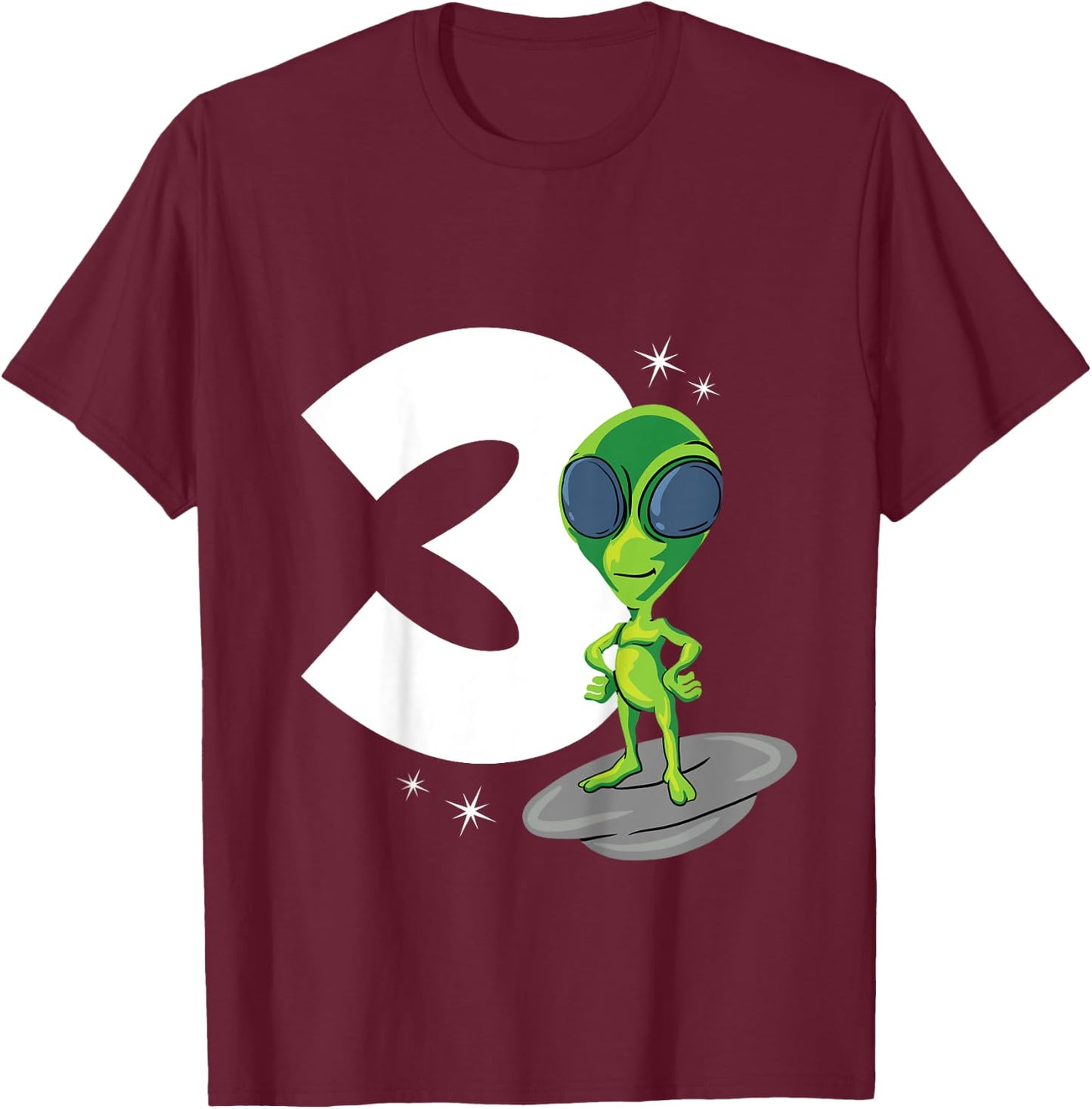 Kids 3 Years Old Boy Alien 3rd Birthday T-Shirt - T-Shirt | Maroon