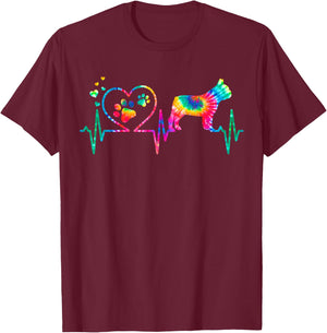 Frenchie French Bulldog Mom Dad Heartbeat Tie Women Girls Kids T-Shirt - T-Shirt | Maroon