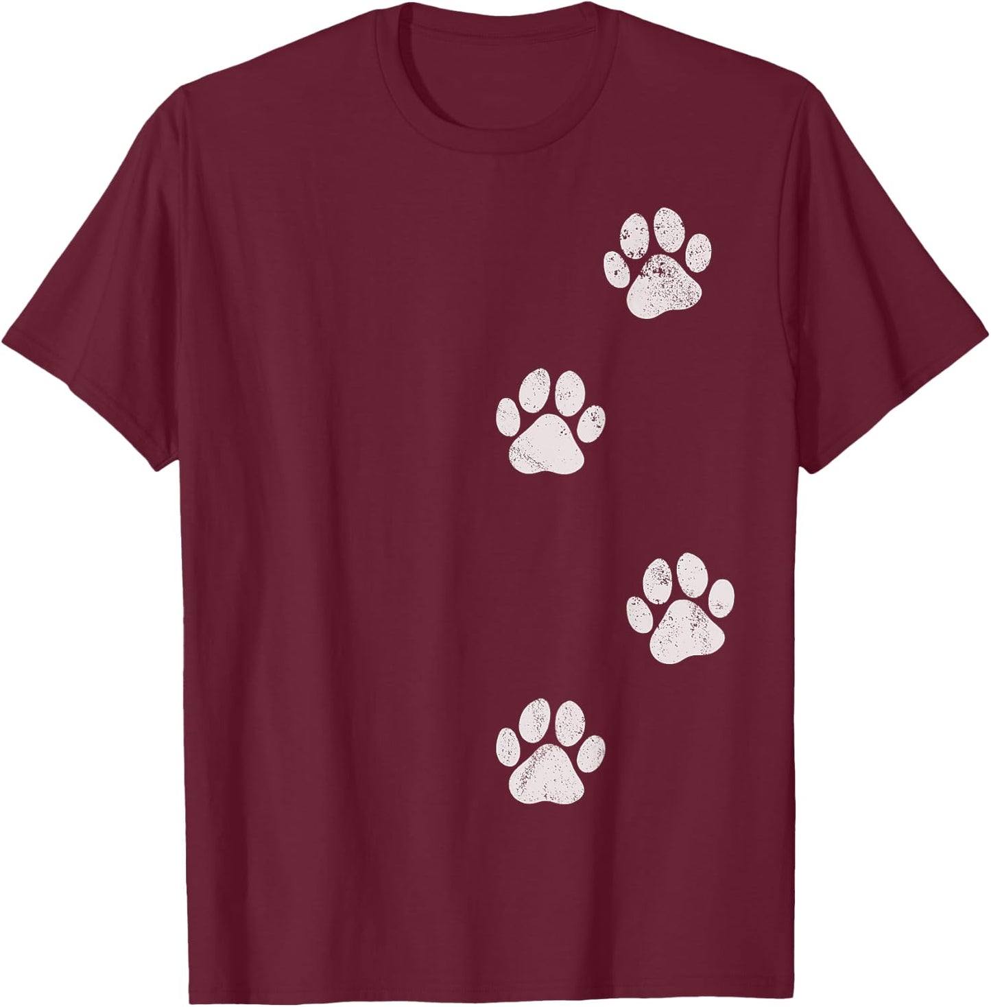 Paw Print Dog Cat Pet Lover Women Girls Kids T-Shirt - T-Shirt | Maroon