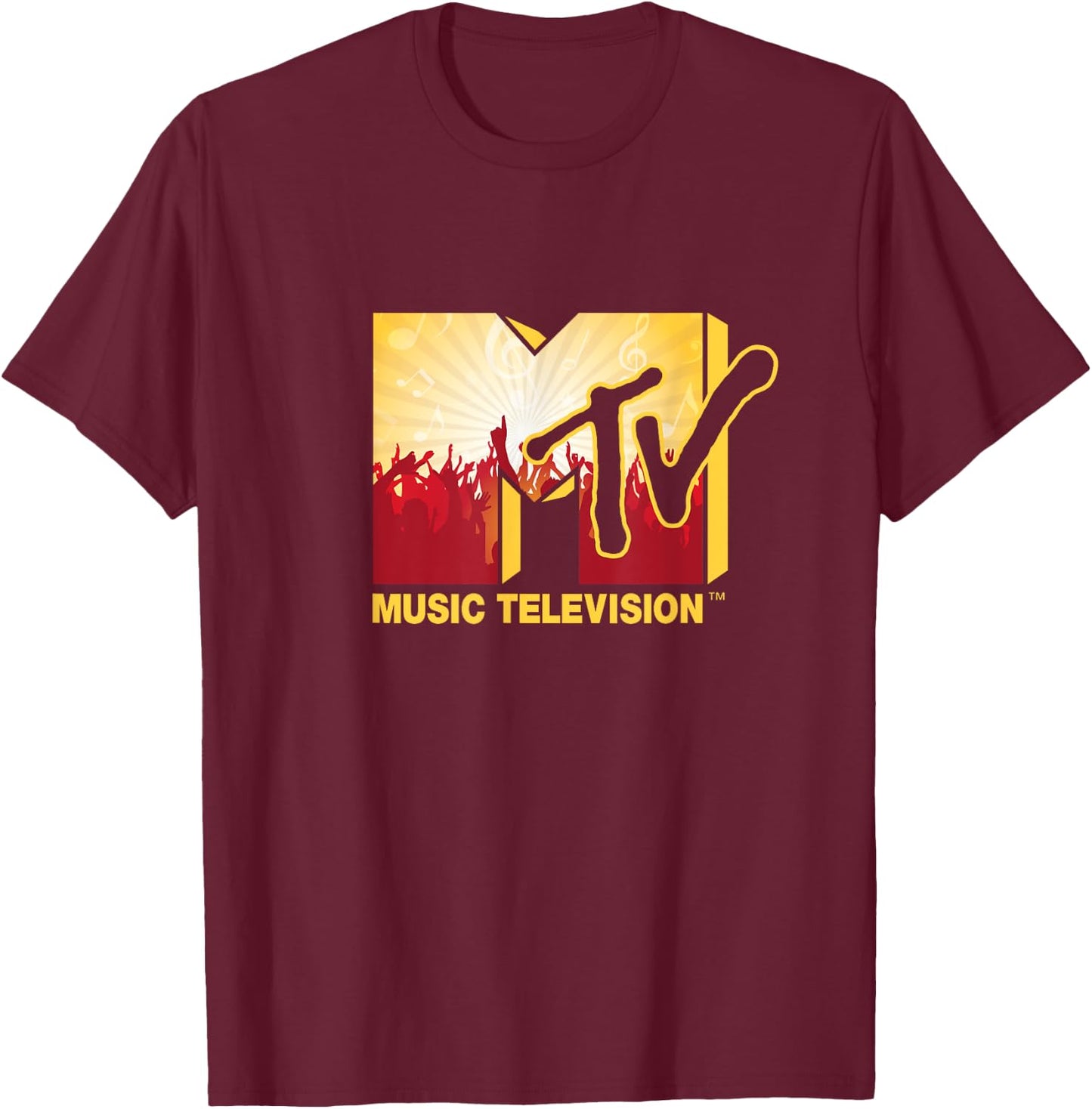 Mademark x MTV - The official MTV Logo with a cool cheering party music crowd T-Shirt - T-Shirt | Maroon