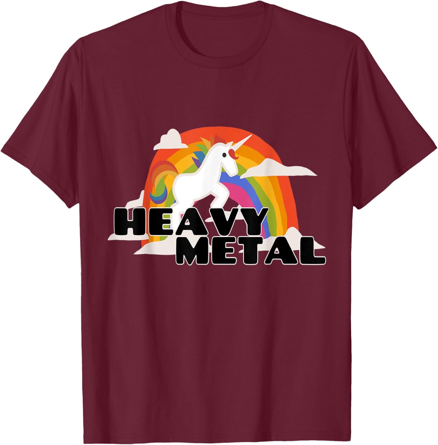 Heavy Metal Cute Unicorn T-Shirt - T-Shirt | Maroon