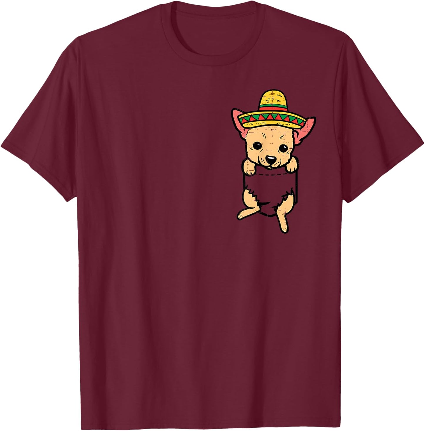 Mexican Chihuahua Feet Sombrero Cinco De Mayo Chiwawa Dog T-Shirt - T-Shirt | Maroon