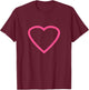 Big Pink Heart On Black Cute Love Minimal Outline Gift T-Shirt - T-Shirt | Maroon