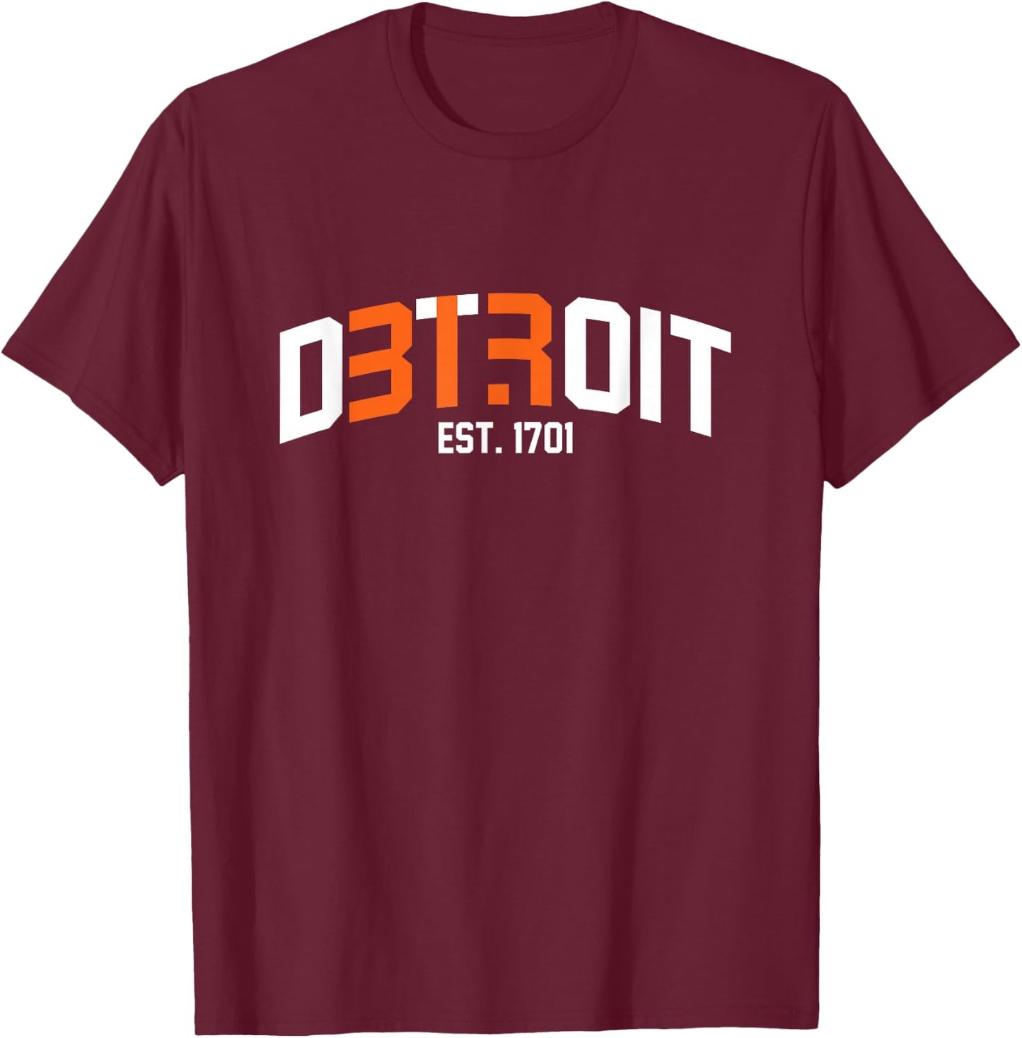 Detroit 313 Unique Design T-Shirt - T-Shirt | Maroon