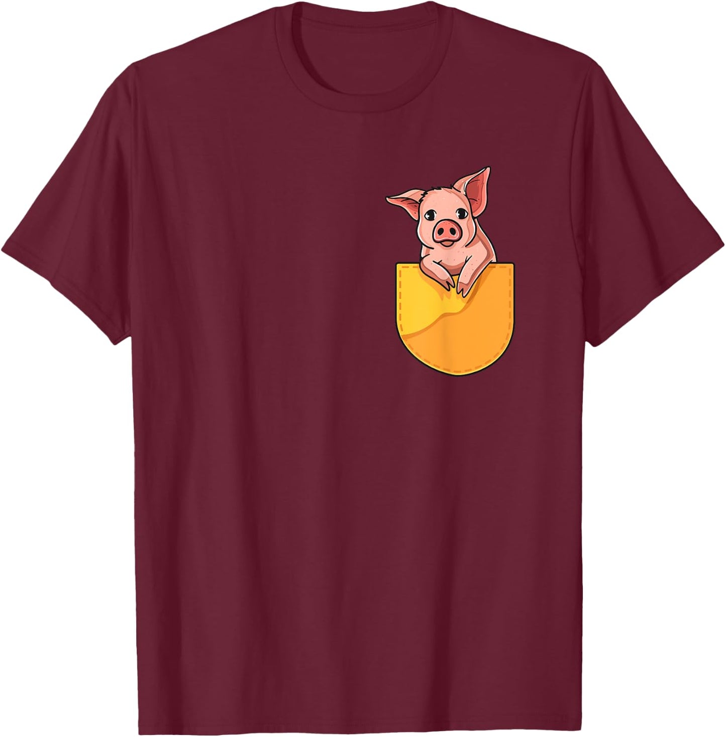 Pink Pig in Your Pocket Adorable Sassy Cute Piggy Design T-Shirt - T-Shirt | Maroon