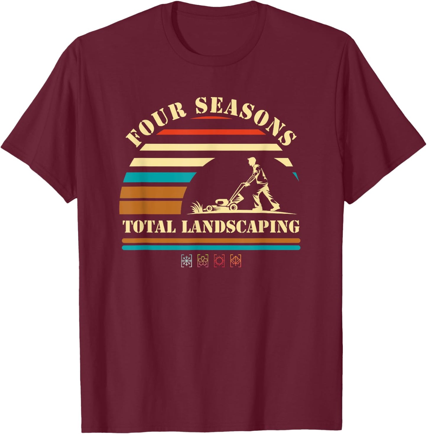 Four Seasons Total Landscaping Sunset Vintage T-Shirt - T-Shirt | Maroon