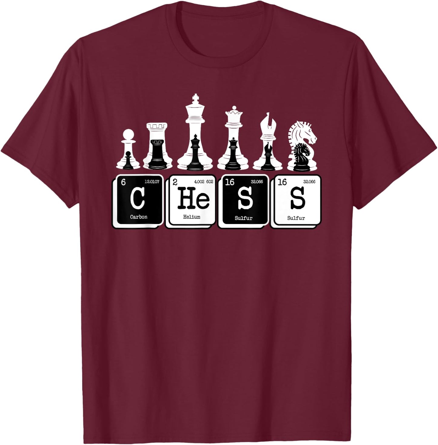 Funny Chess Set Pieces Periodic Table Board Game Player Gift Small T-Shirt - T-Shirt | Maroon