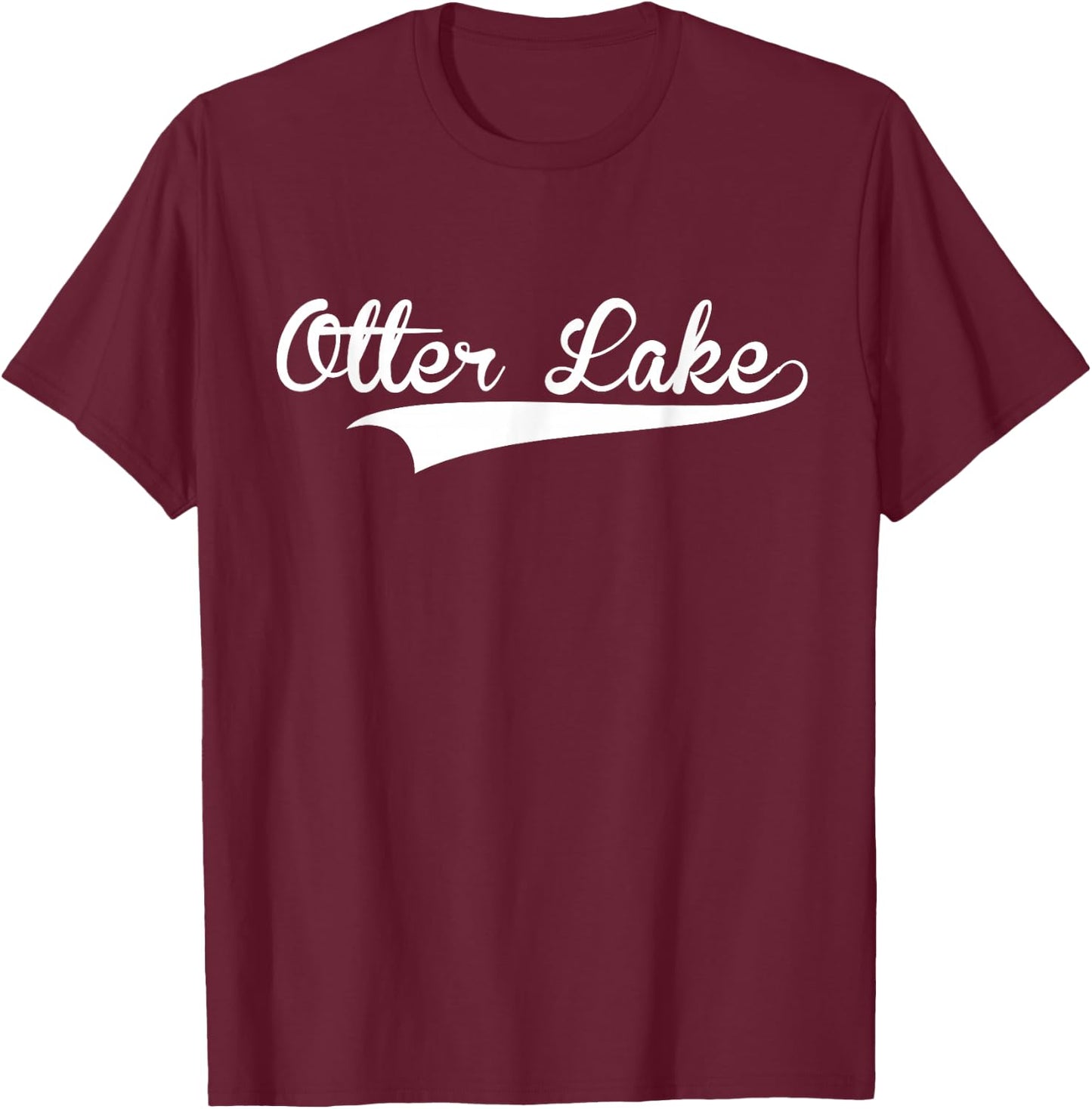 OTTER LAKE Baseball Vintage Retro Font T-Shirt - T-Shirt | Maroon