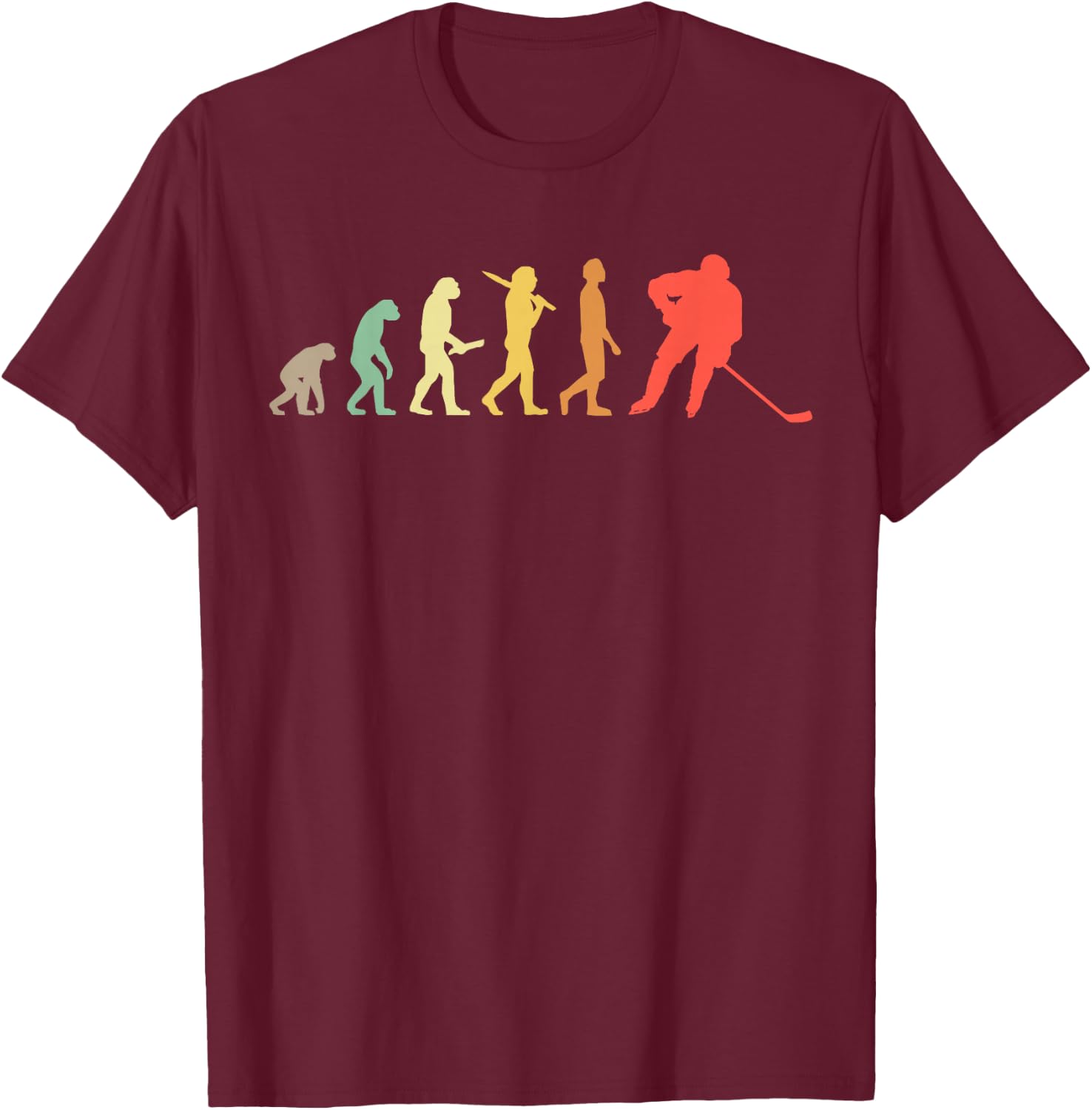 Retro Ice Hockey Evolution Gift Ice Hockey Players T-Shirt - T-Shirt | Maroon