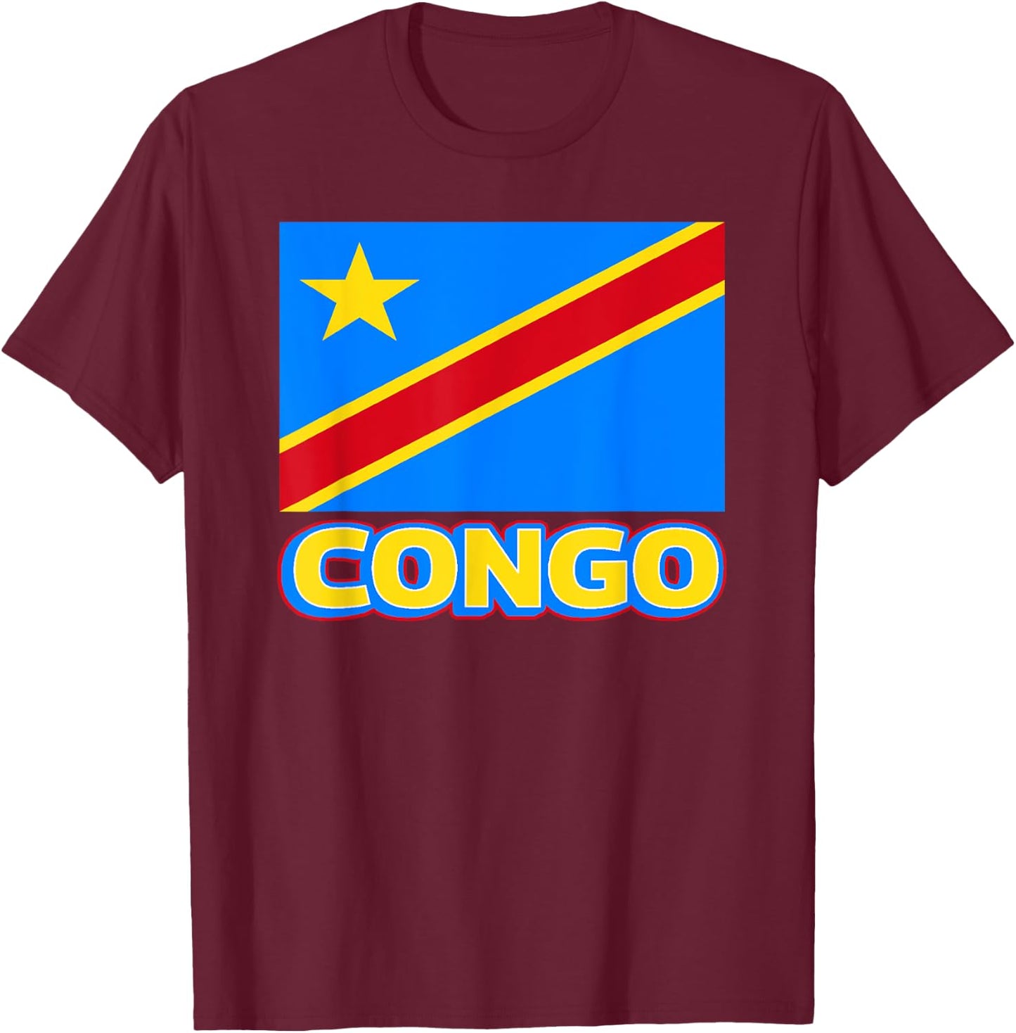 Congolese Flag Of The DRC African Men Women Kids Congo T-Shirt - T-Shirt | Maroon