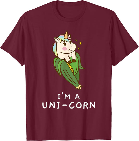 Funny Unicorn Corn Pajamas Girls Kids Farmer Gifts T-Shirt - T-Shirt | Maroon