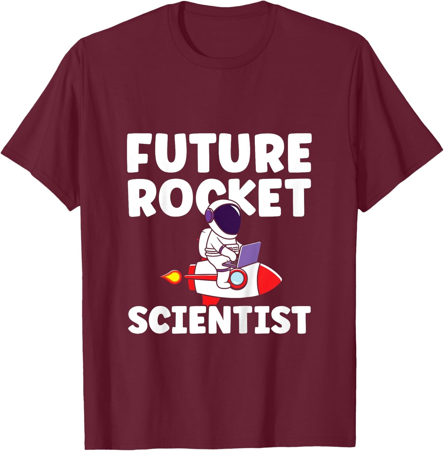 Kids Boys Rocket Ship Astronaut Future Rocket Scientist T-Shirt - T-Shirt | Maroon