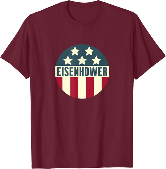 President Eisenhower Vintage Campaign Design T-Shirt - T-Shirt | Maroon