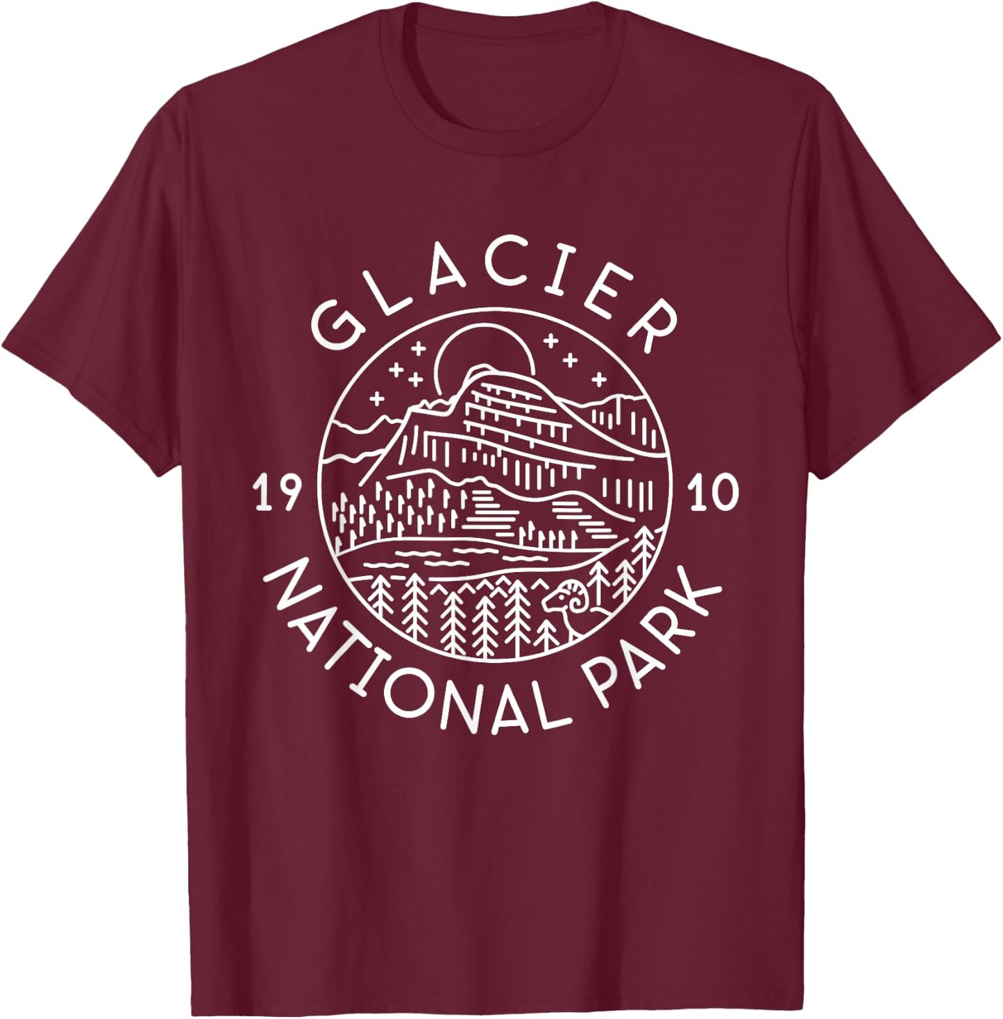 Glacier National Park 1910 Montana T-Shirt - T-Shirt | Maroon