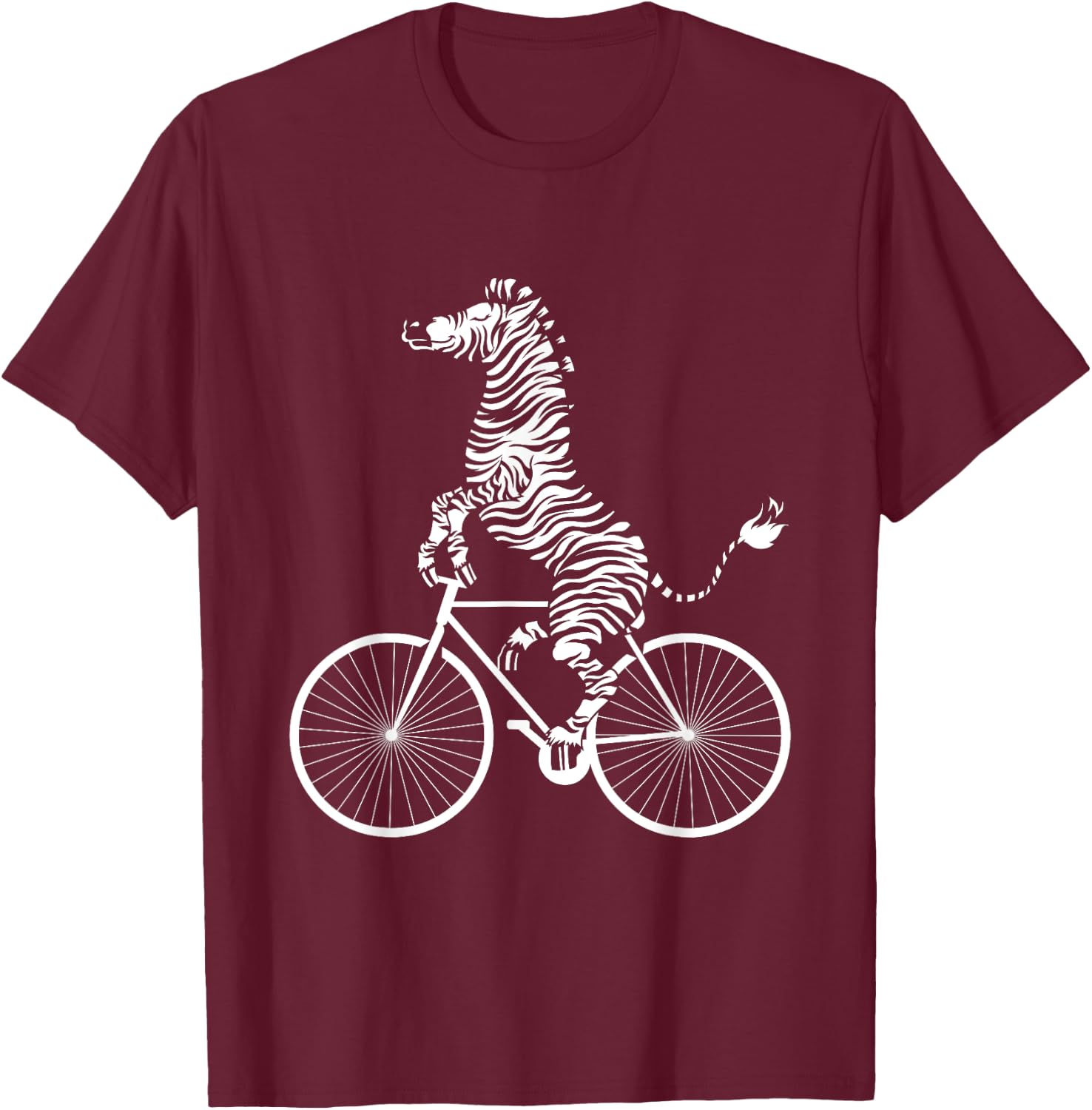 Funny Zebra Riding On A Bike Funny Bicycle Animal Lover Gift T-Shirt - T-Shirt | Maroon
