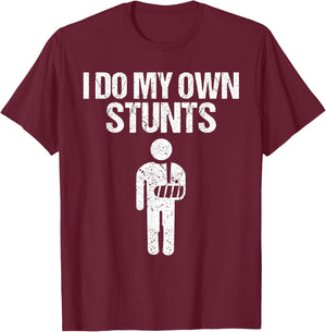 Funny I Do My Own Stunts | Broken Arm Get Well Gift Kids T-Shirt - T-Shirt | Maroon