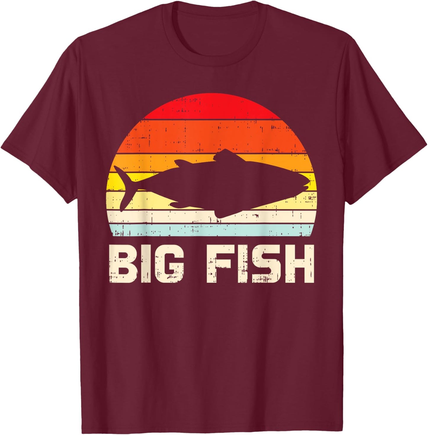 Fish Big Retro Bass Fishing Family Matching Dad Son Men Gift T-Shirt - T-Shirt | Maroon