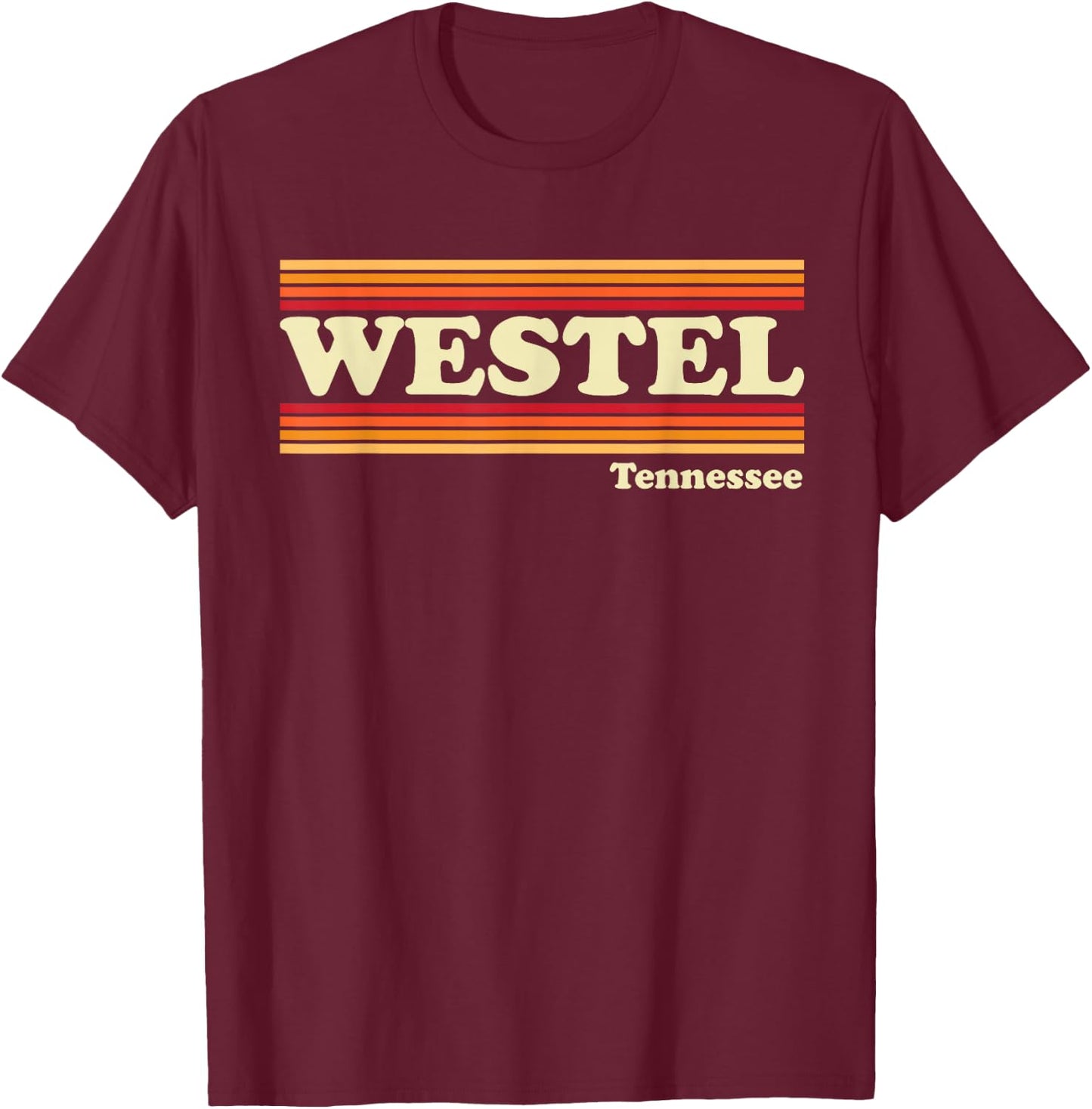 Vintage 1980s Graphic Style Westel, Tennessee T-Shirt - T-Shirt | Maroon