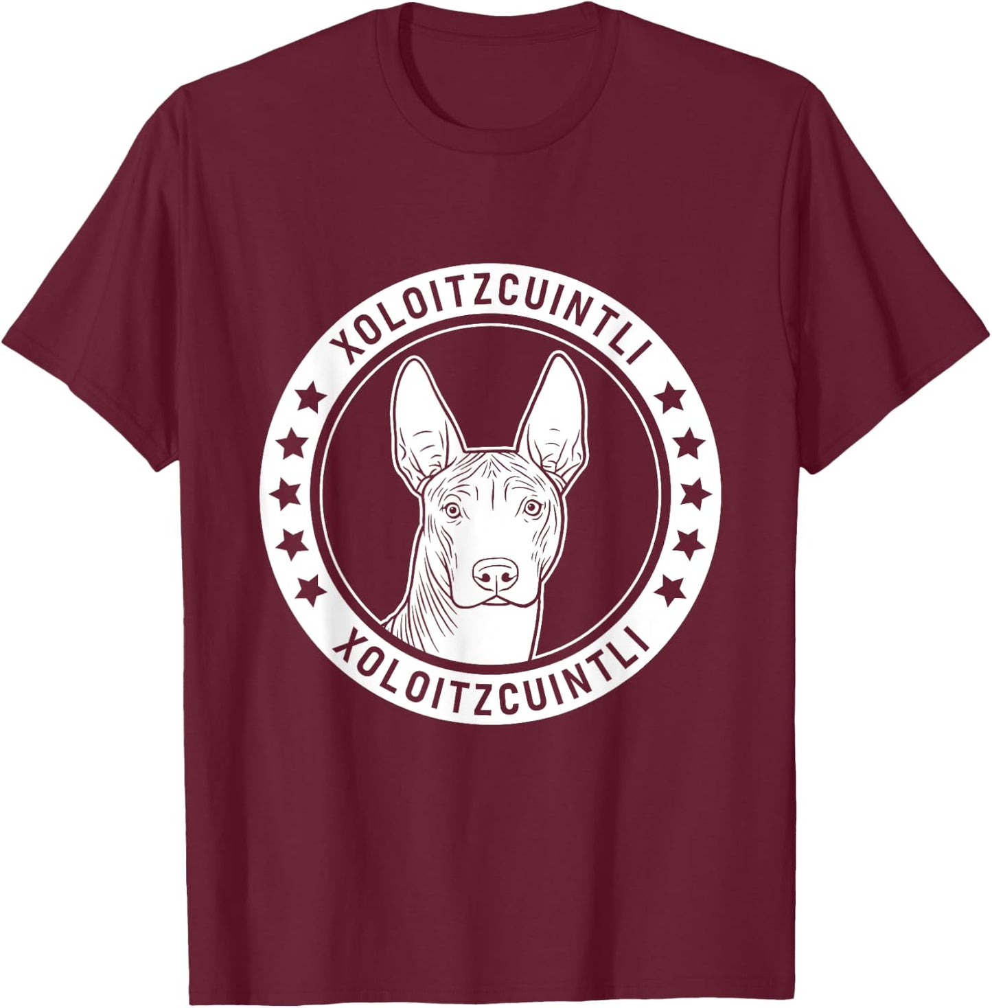 Xoloitzcuintli Dog Portrait Xolo Dog T-Shirt - T-Shirt | Maroon