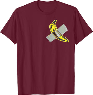 Banana Duct Taped To Wall 100K Because Basel Miami Art T-Shirt - T-Shirt | Maroon