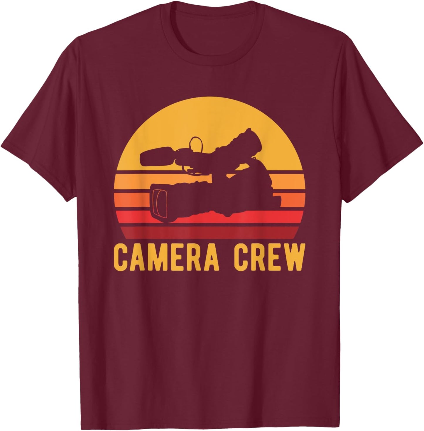 Retro Camera Crew Vintage Cinema Production T-Shirt - T-Shirt | Maroon