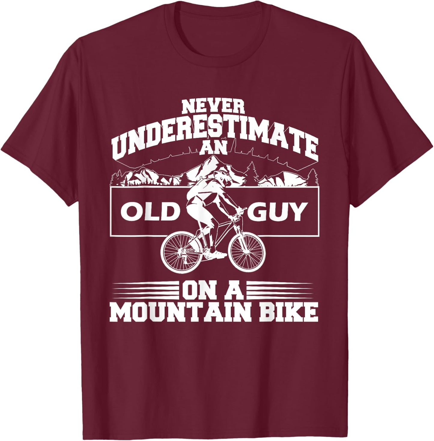 Funny Old Biker Mountain Bike Gift | Cute Bicycle Riders Men T-Shirt - T-Shirt | Maroon