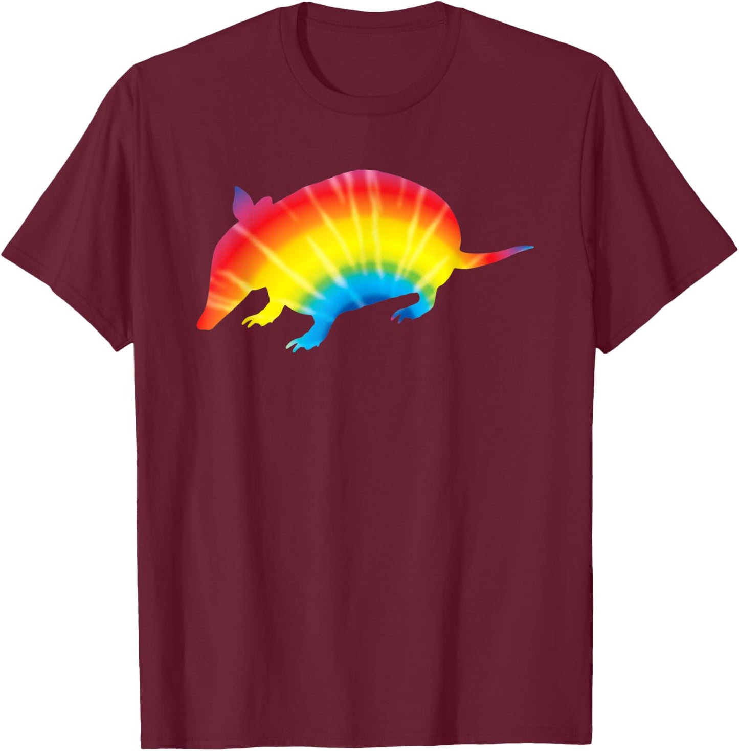 Tie Dye Armadillo Rainbow Print Animals Hippie Peace Gift T-Shirt - T-Shirt | Maroon