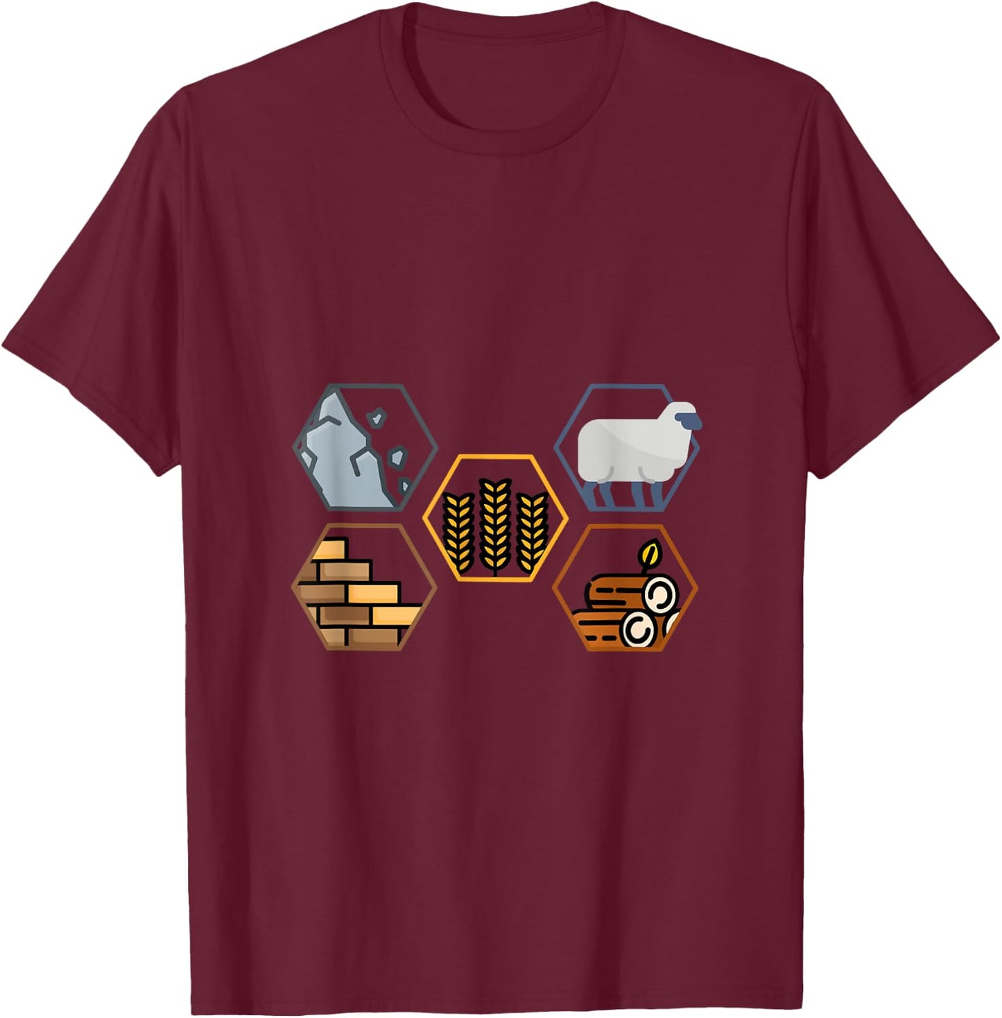 Life Components Brick, Wood, Rock, Wheat, Sheep gift T-Shirt - T-Shirt | Maroon