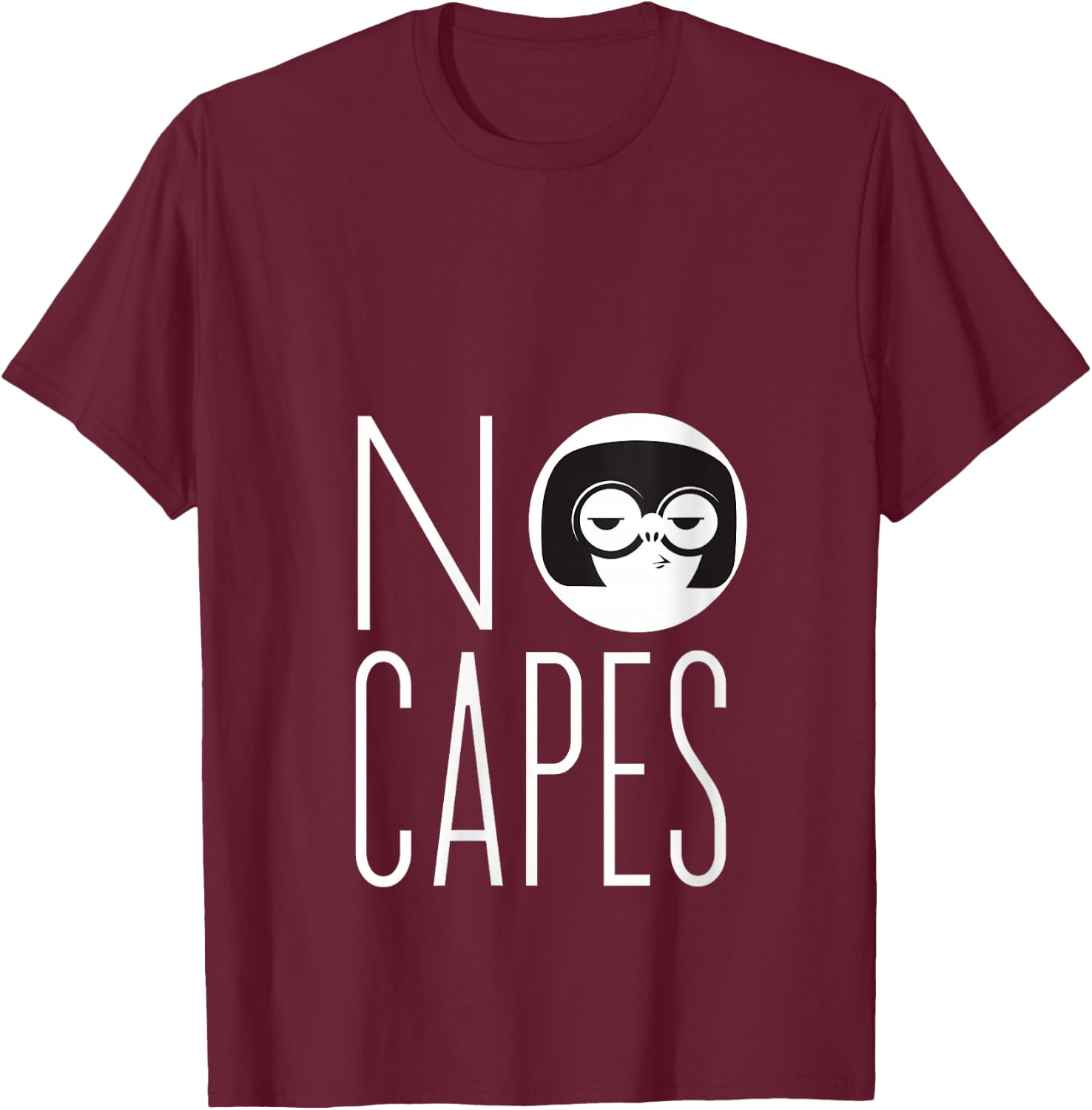 Disney Pixar The Incredibles 2 Edna Mode No Capes Logo V-Neck T-Shirt - T-Shirt | Maroon